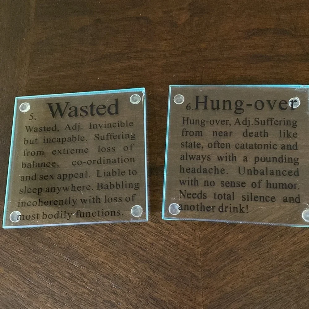 Bar Drink Coasters - Set of 6 - Glass 4” x 4”‎